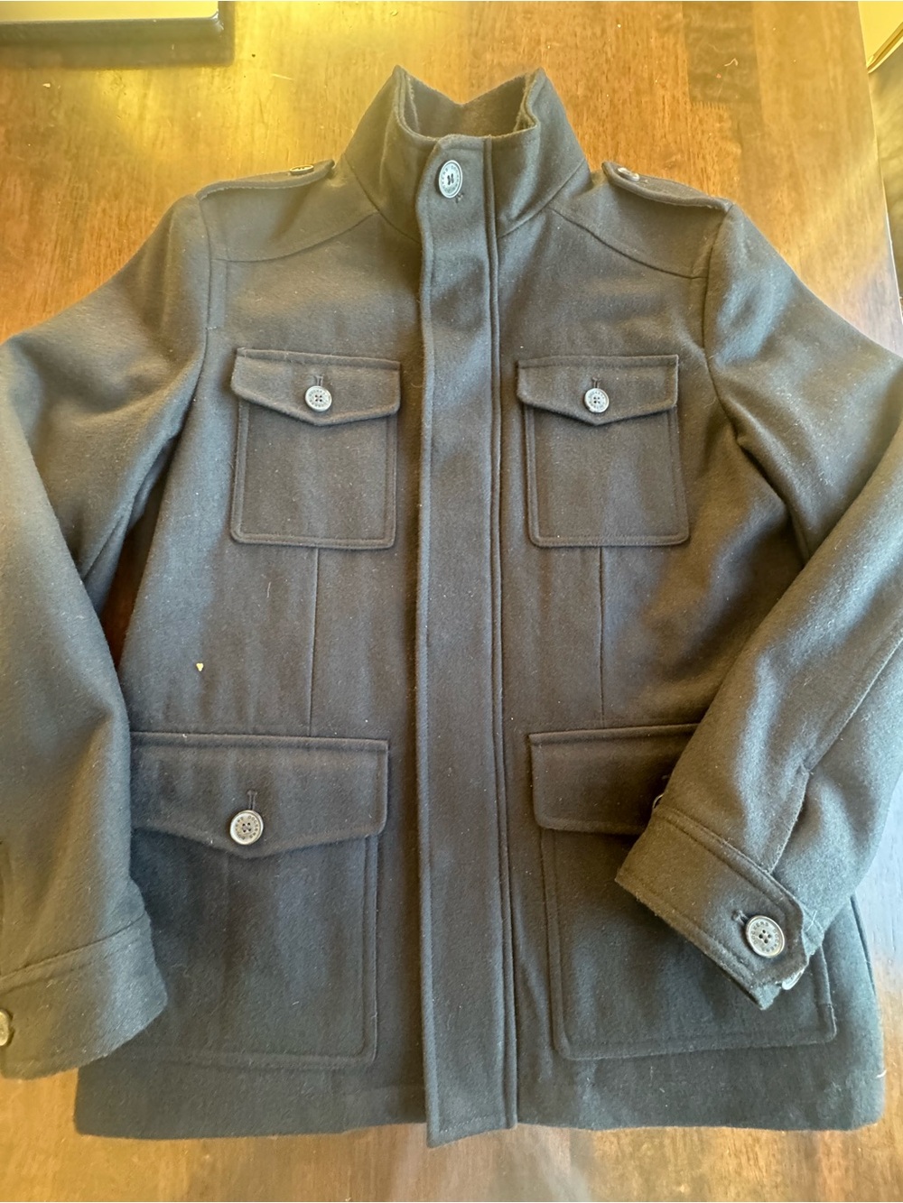 NWT Dockers Wool Blend Pea Coat Jacket Men’s M Black Zip Snap Quilted Lined coat